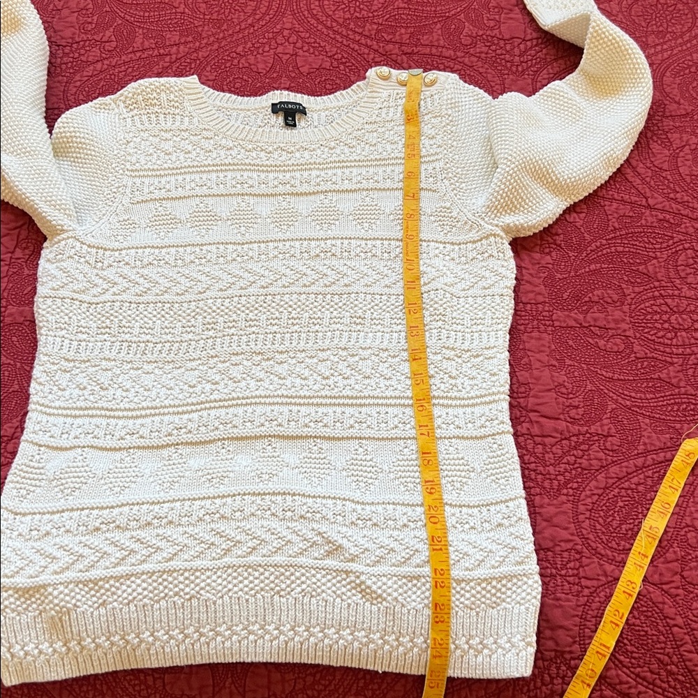 Talbots Cream Crew Neck - Picture 5 of 8